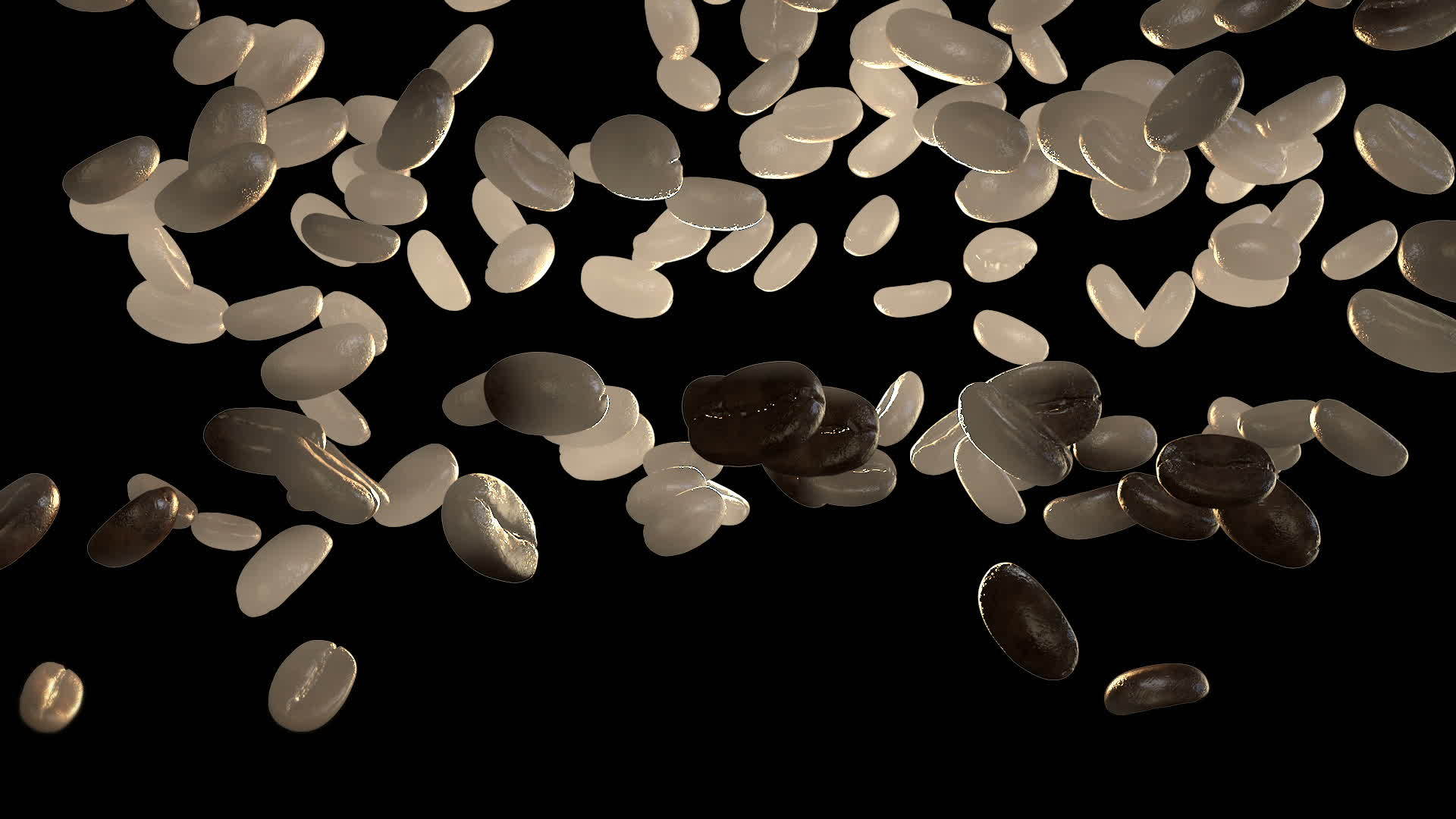 咖啡豆慢慢地向黑色移动视频的预览图