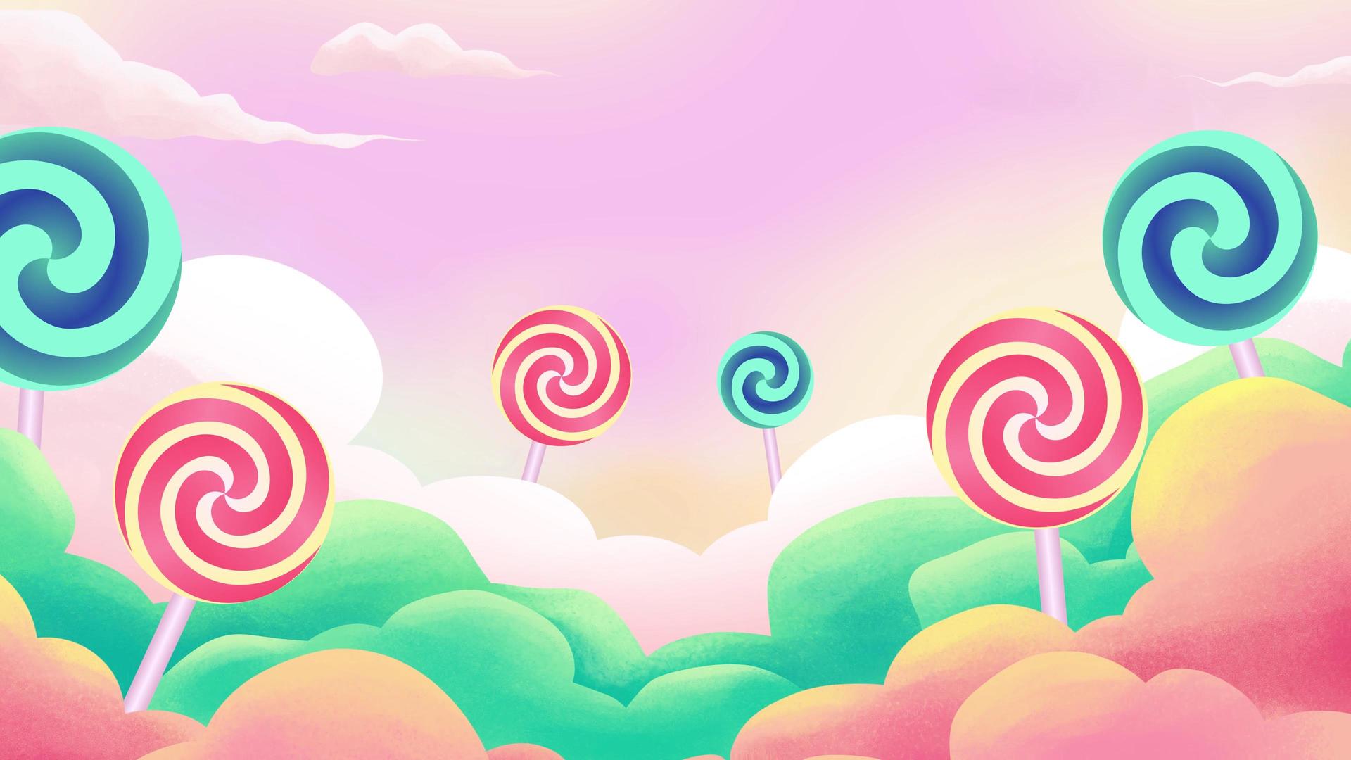 4K卡通彩色棒棒糖背景视频视频的预览图