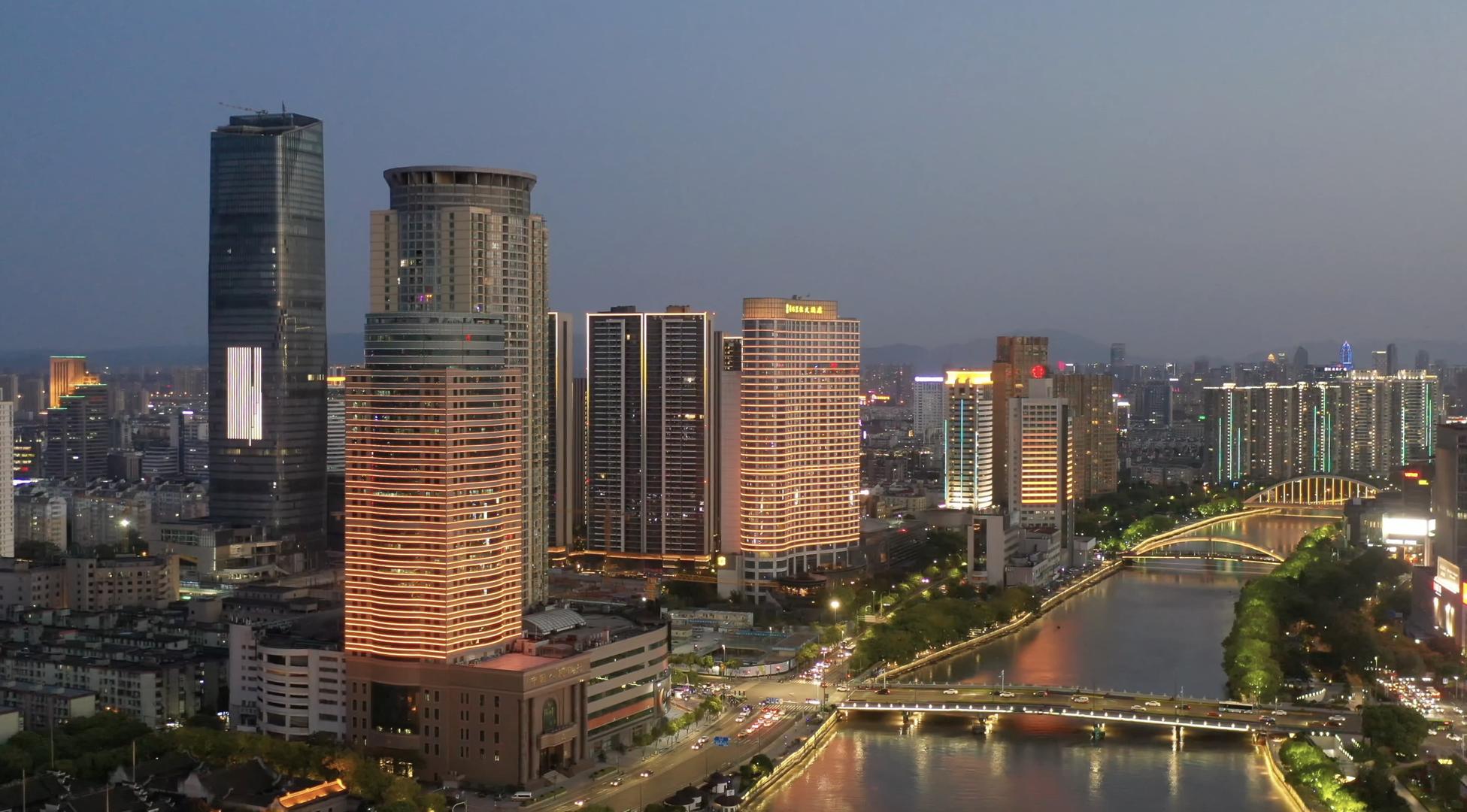 宁波城市夜景航拍4K视频视频的预览图