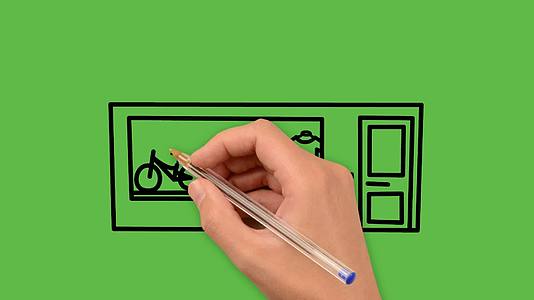 在绿色背景上画出蓝色和黑色的循环商店艺术Green视频的预览图