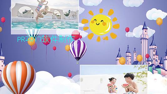 气球上升效果儿童成长相册PR模板视频的预览图