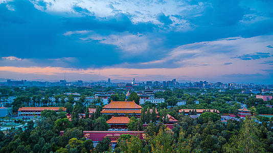 8k延时北京景山公园全景夕阳素材视频的预览图