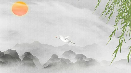 水墨云端仙鹤中国风背景视频的预览图