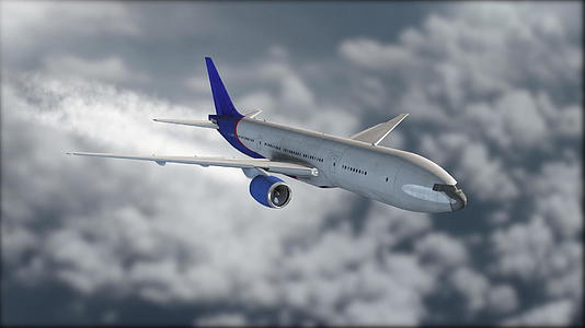 一架灰蓝色的喷气式飞机在云层上飞行背景模糊视频的预览图