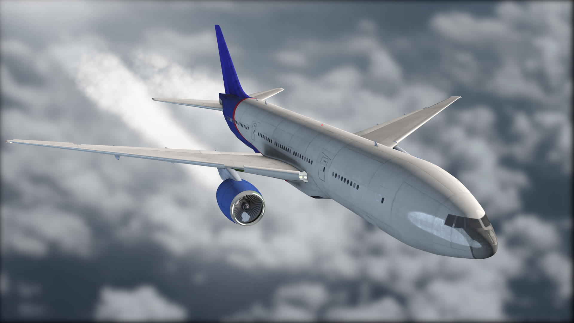一架灰蓝色的喷气式飞机在云层上飞行背景模糊视频的预览图