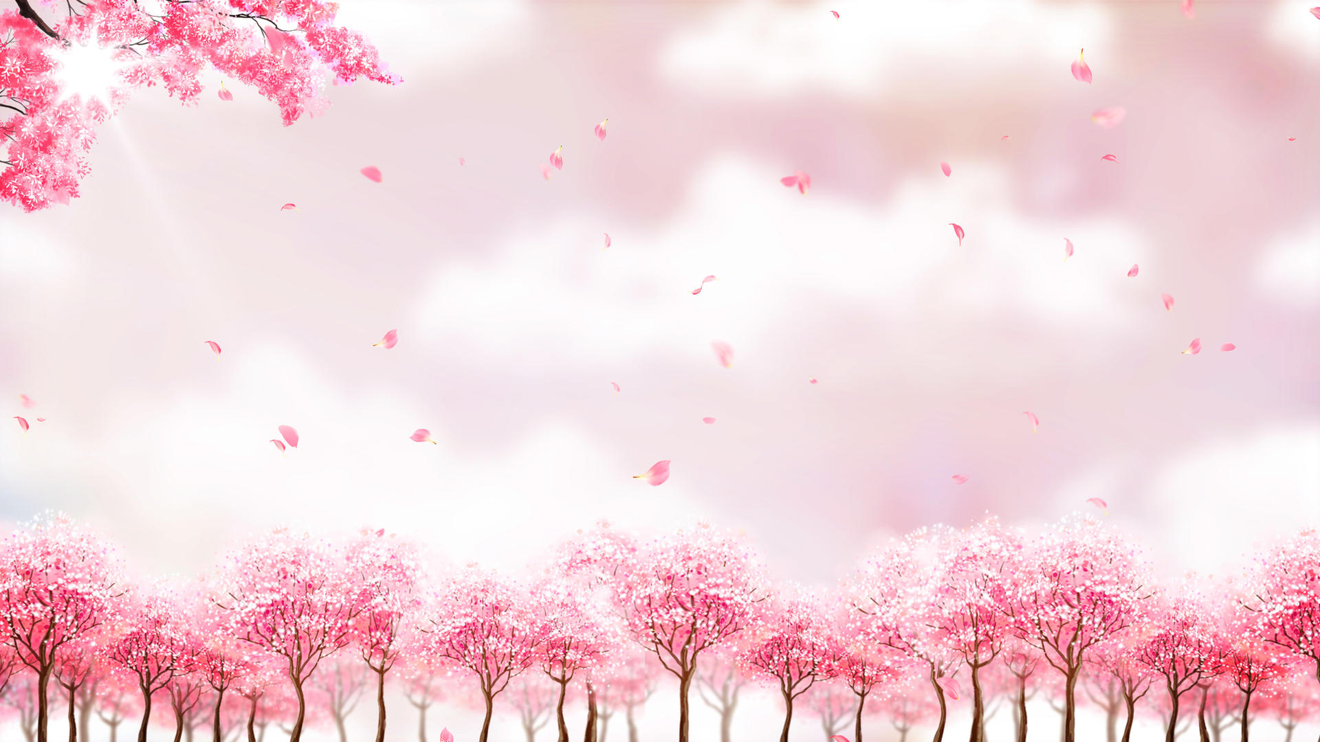 古色古香的粉色浪漫花瓣飘舞春分背景视频的预览图