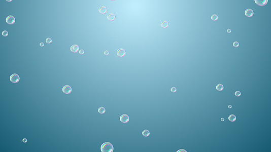在蓝色梯度和乳胶膜空气中的水泡呈上升趋势视频的预览图