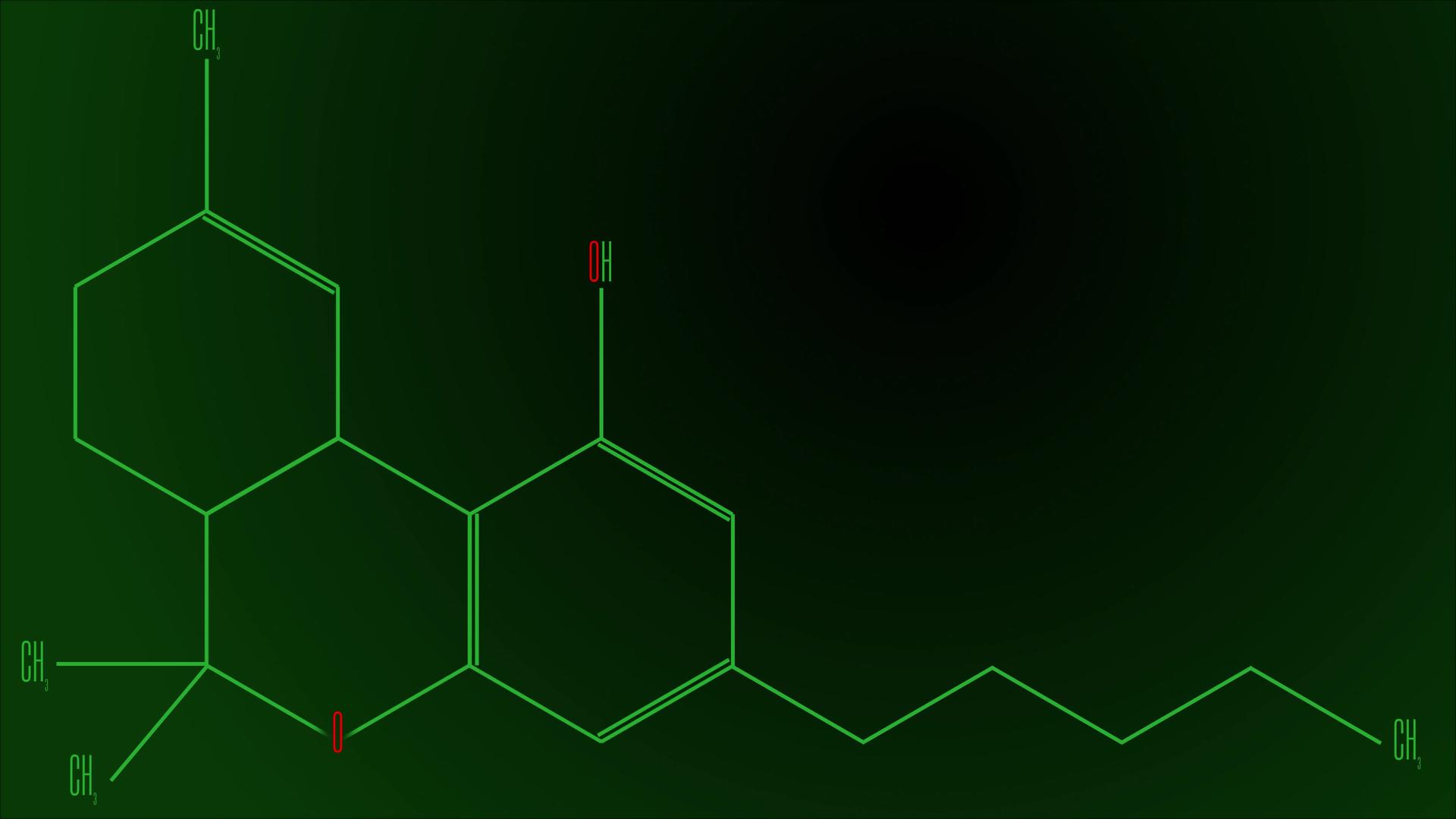 动画绿线画四氢大麻酚分子视频的预览图