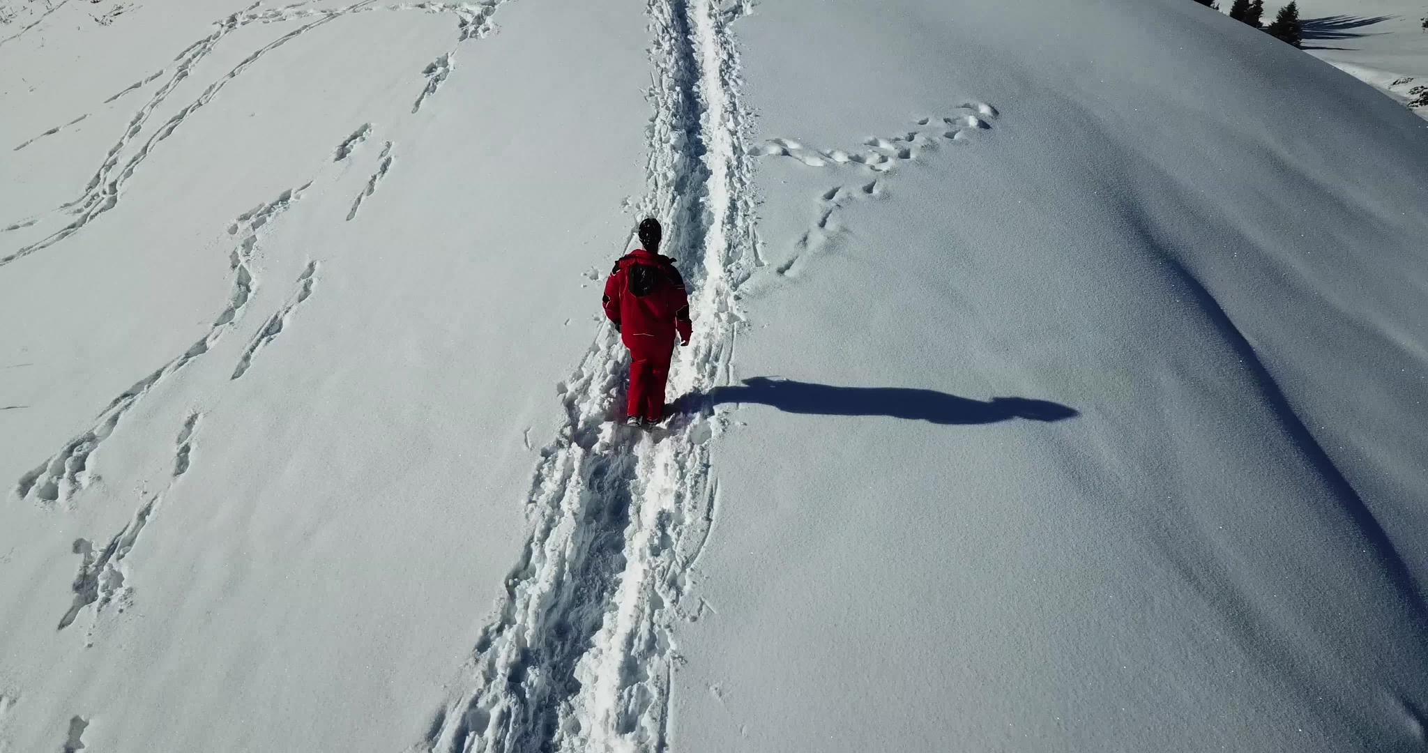 一个人走在雪坡上视频的预览图