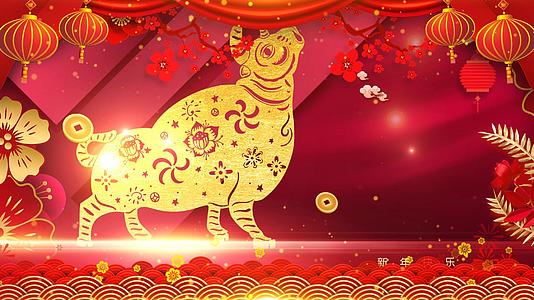 2021牛年喜庆春节中国风背景视频的预览图