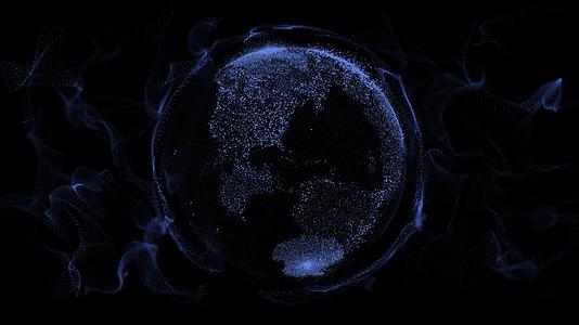 蓝色科技感大气粒子地球透明背景视频元素视频的预览图