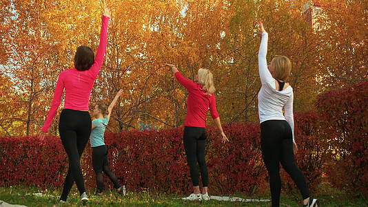 秋天在公园里跳舞的女运动员视频的预览图