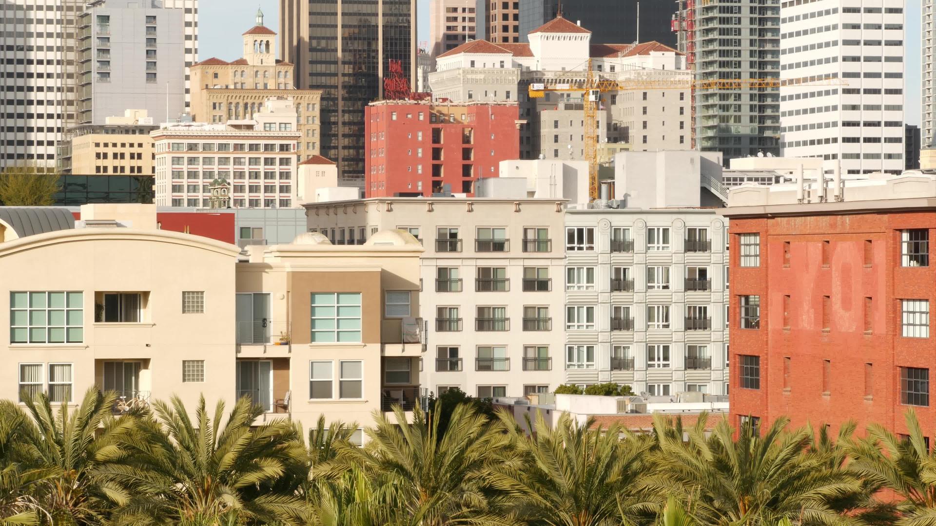 大都市天际线美国加州圣地亚哥市中心视频的预览图