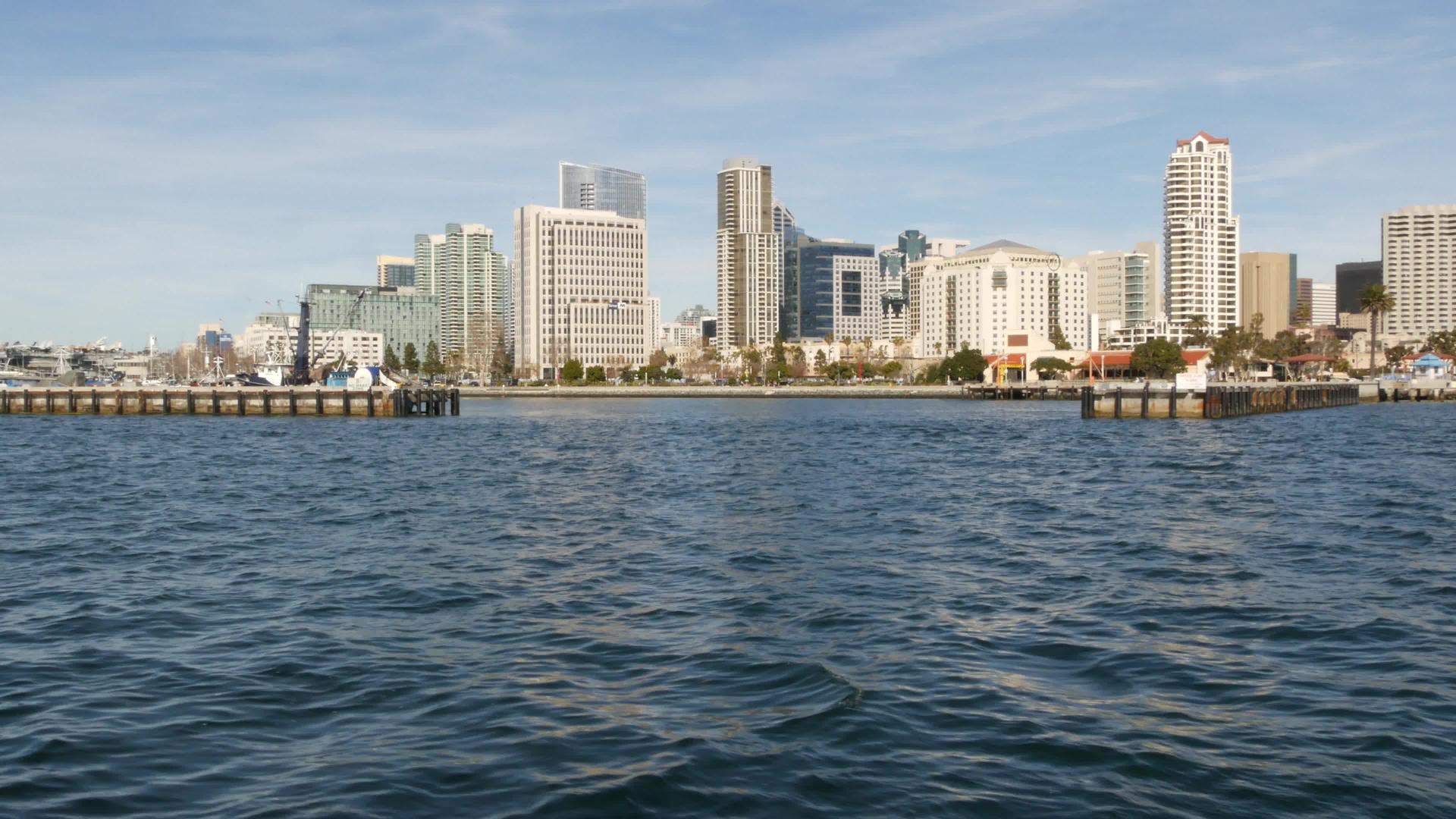 大都市天际线美国加州圣地亚哥湾市中心视频的预览图