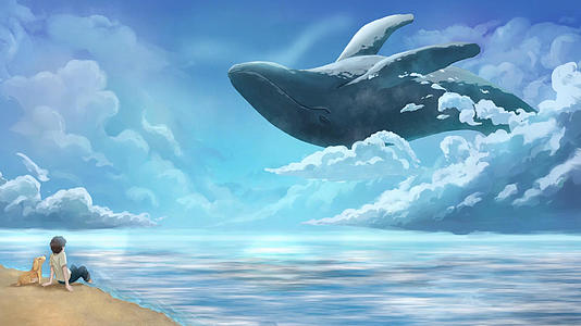 云端的鲸鱼背景视频视频的预览图