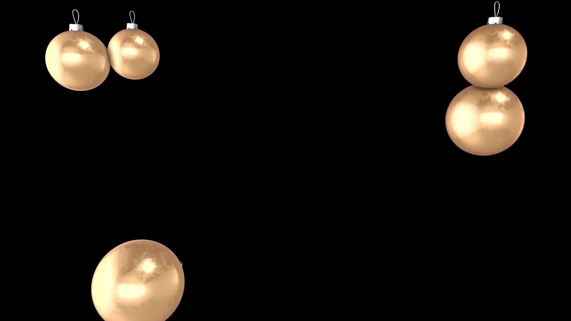 金色圣诞气球玩具的黑色背景视频的预览图