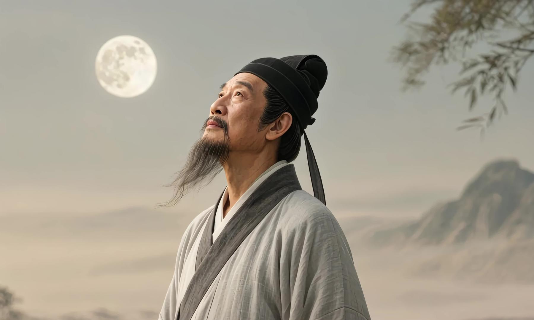 月下思古诗人水墨风视频的预览图