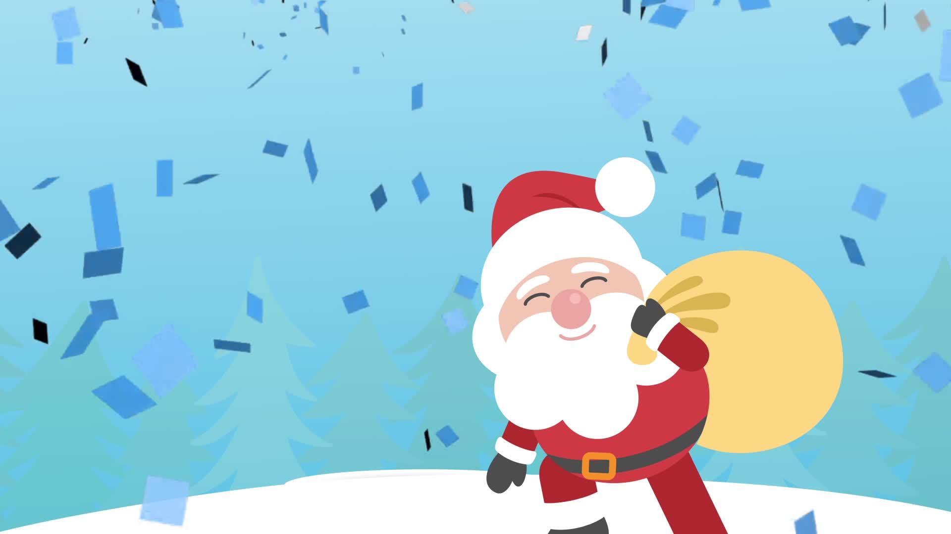 带有圣达克萨斯语的动画圣诞风景背景抽象背景视频的预览图