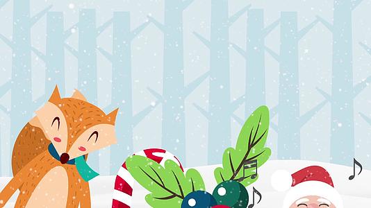 圣诞风景与狐狸和桑塔克拉斯的抽象背景具有动画视频的预览图