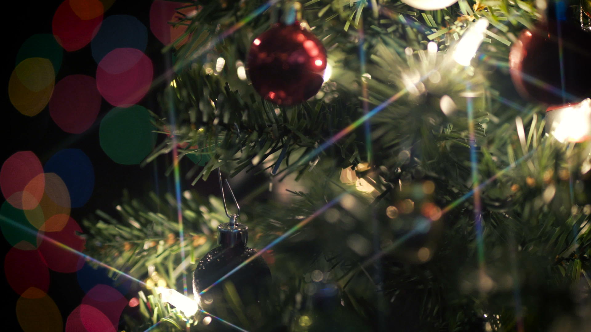 圣诞树上五颜六色的小灯泡视频的预览图