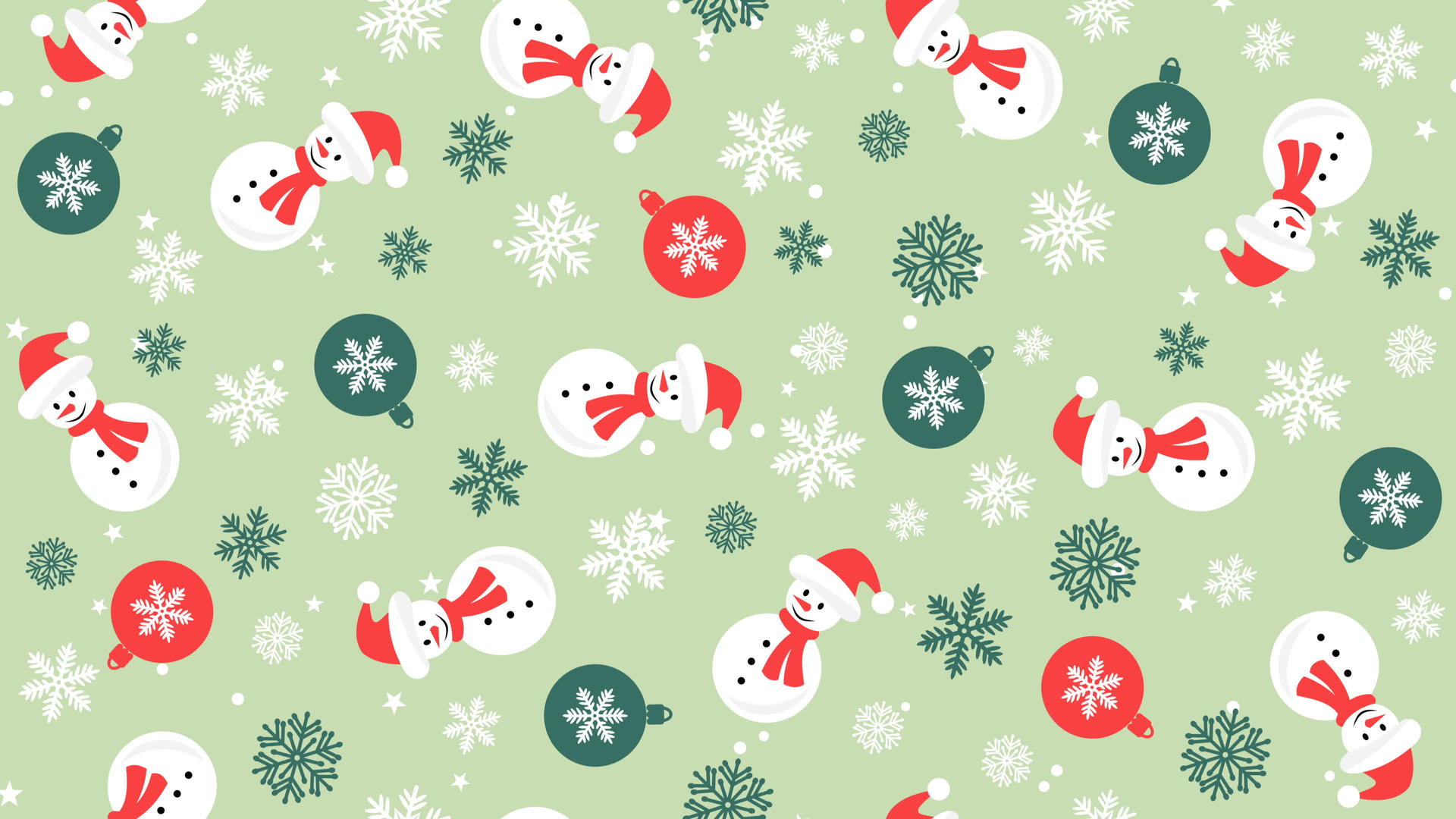 圣诞背景图案有雪人雪花和圣诞球动态图案视频的预览图