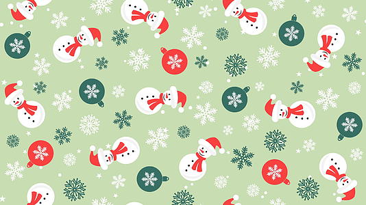 圣诞背景图案有雪人雪花和圣诞球动态图案视频的预览图