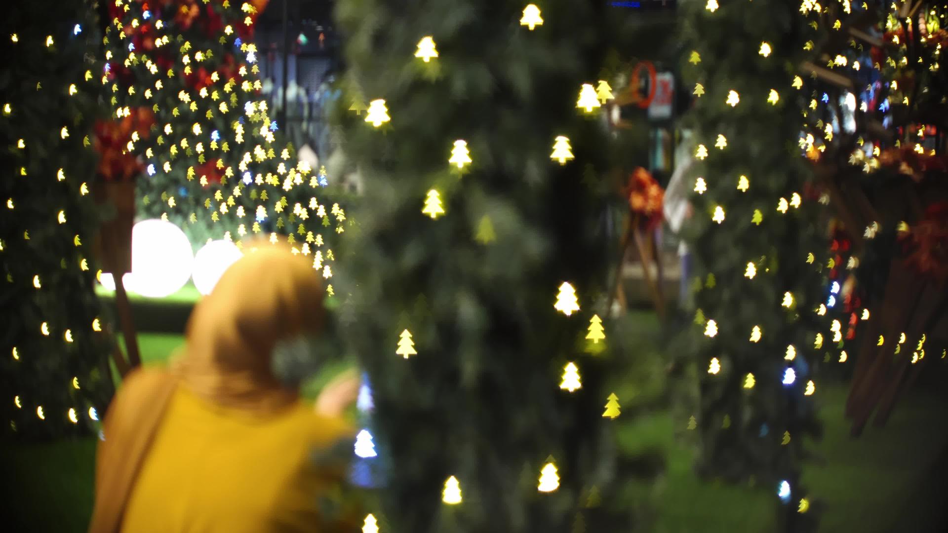 穆斯林参观了圣诞灯光装饰视频的预览图