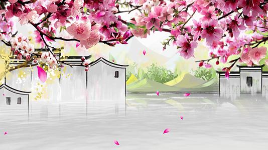 4K中国风水墨春天樱花桃花背景视频视频的预览图