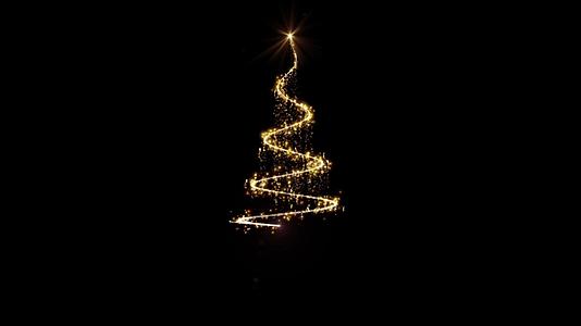 黑色背景上的金色圣诞树闪闪发光视频的预览图