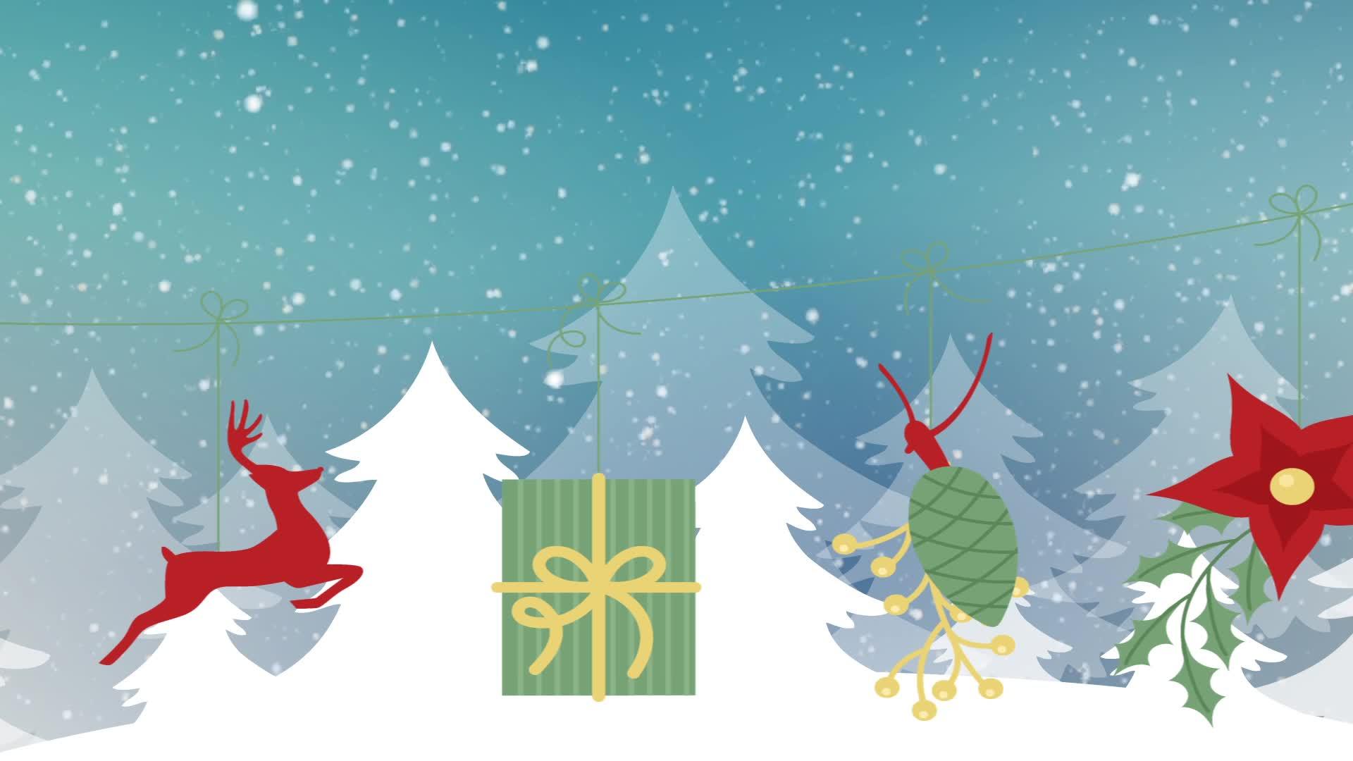 圣诞风景抽象背景和圣诞装饰视频的预览图