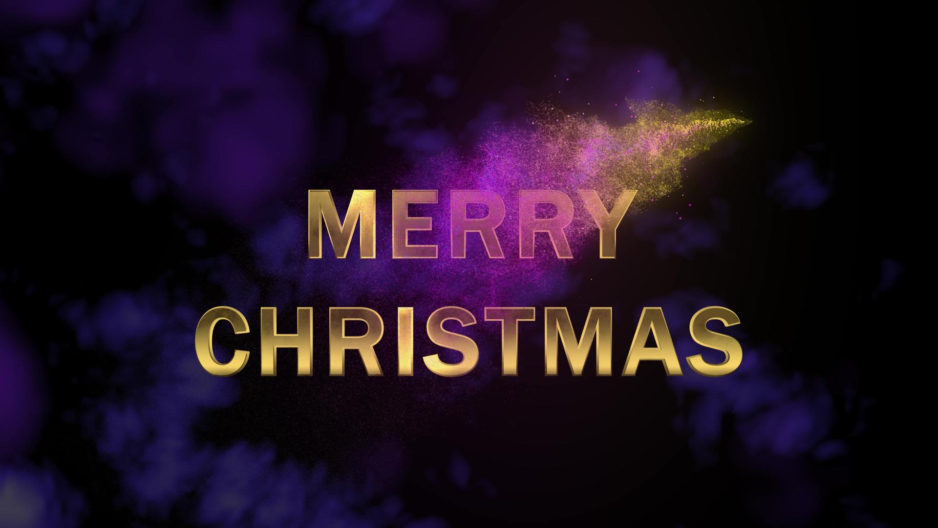 金色字母圣诞快乐的神奇闪闪发光的粒子出现了视频的预览图