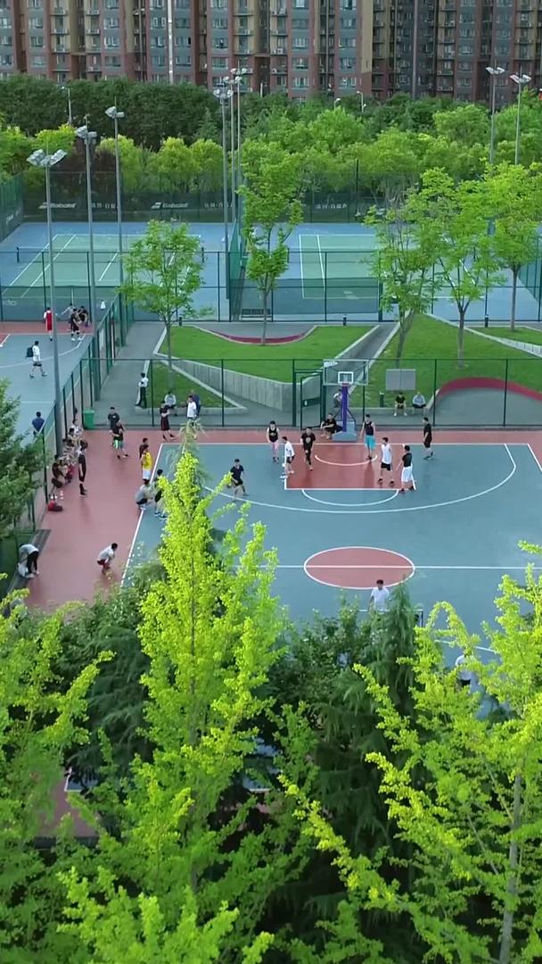 生态学城市篮球场航拍视频的预览图
