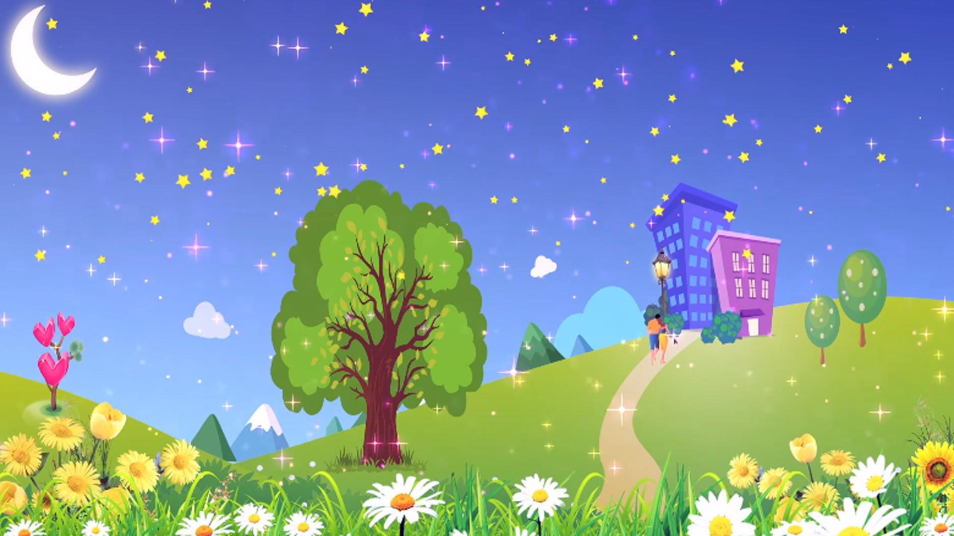 卡通夜晚星空美景视频的预览图