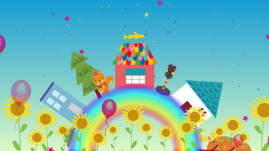 彩虹星球卡通背景视频的预览图