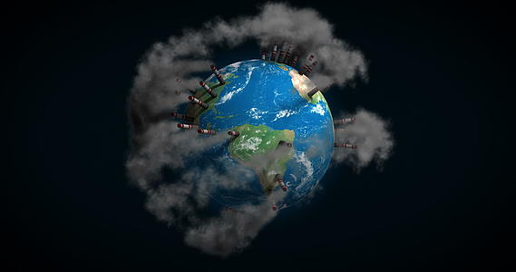 全球烟雾变暖3D与地球环境污染相关的动画阿尔法视频的预览图