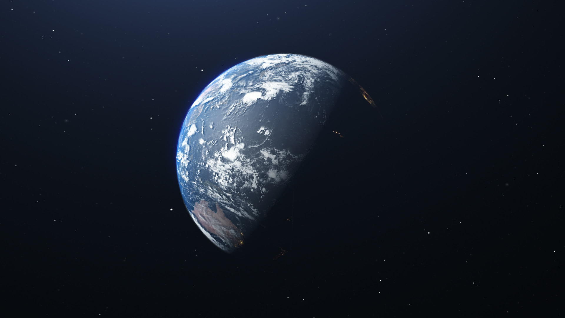 地球的空间视图围绕着缩小运动的超逼真3D动画视频的预览图