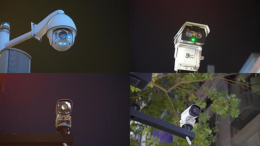 城市交通摄像头特写街头治安天眼摄像机4k素材合集视频的预览图