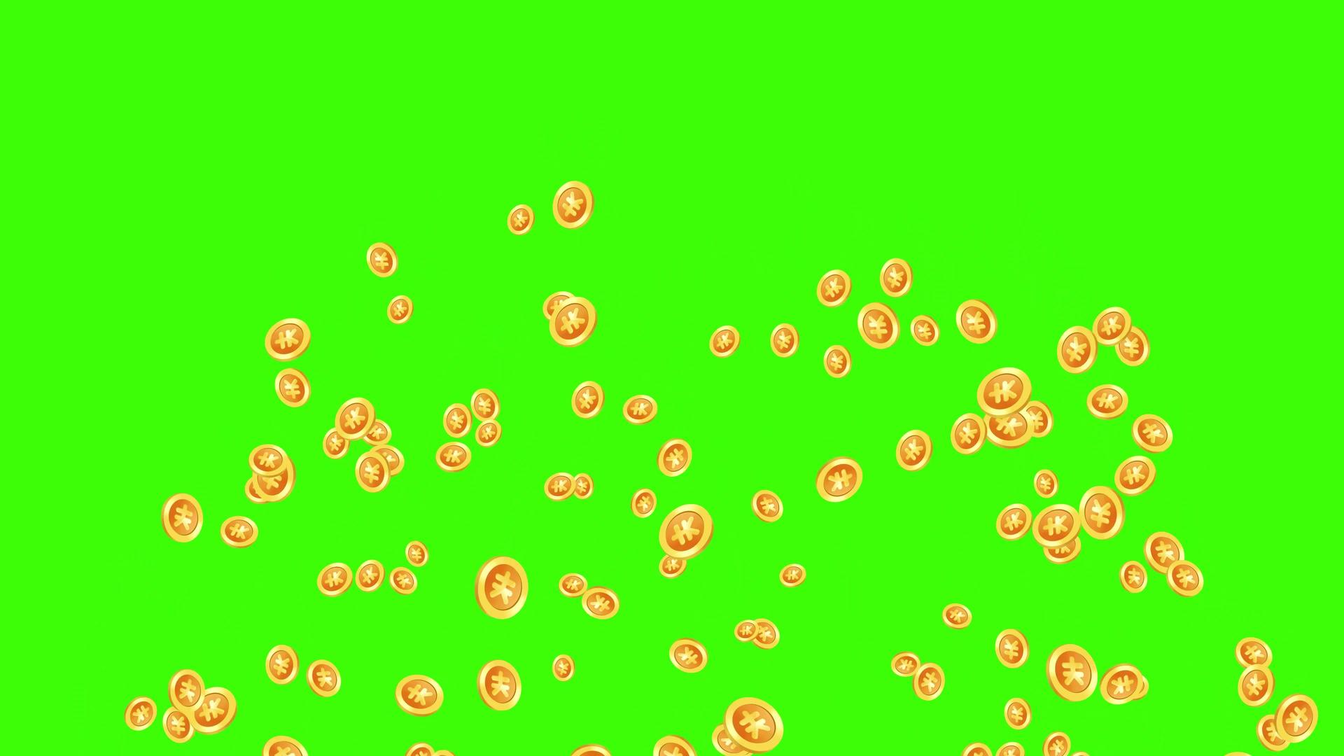 大量金币喷出绿幕抠像特效素材视频的预览图