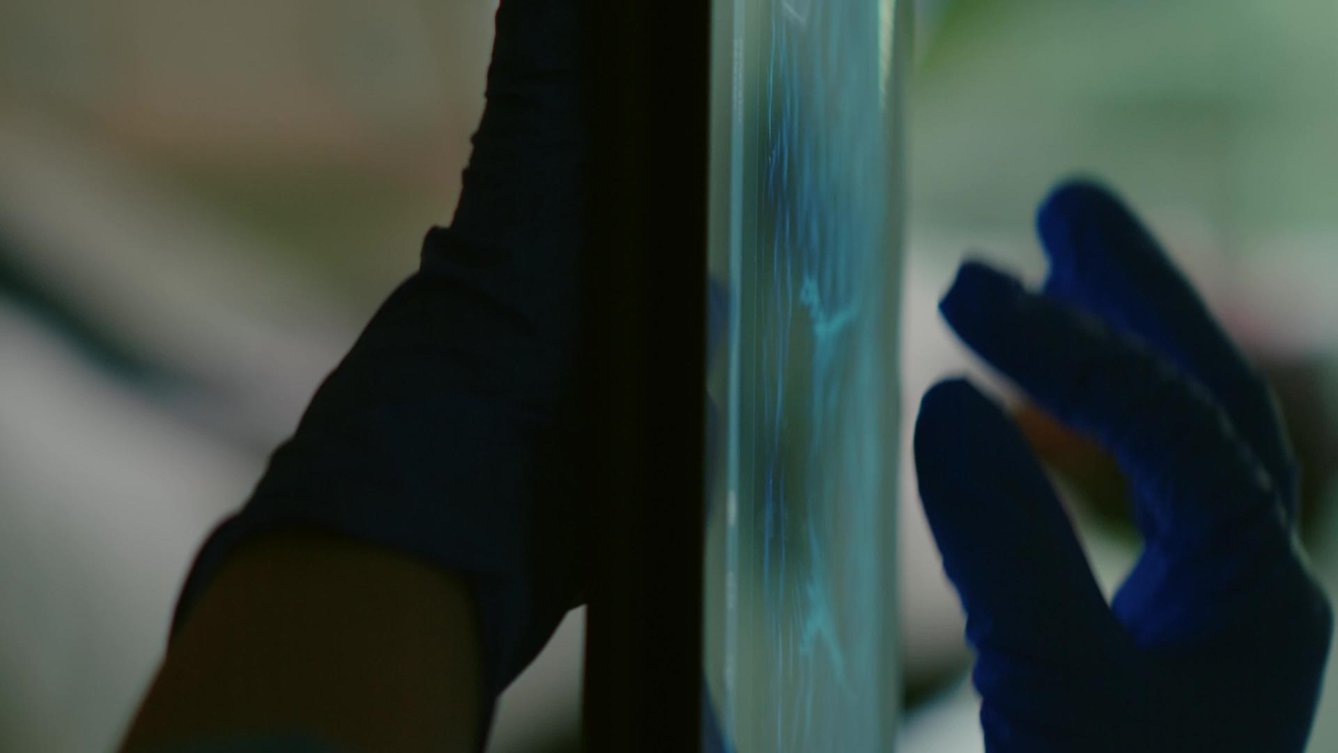 垂直视频化学科学家女科学家使用平板电脑检查平板电脑DNA样本垂直版视频的预览图
