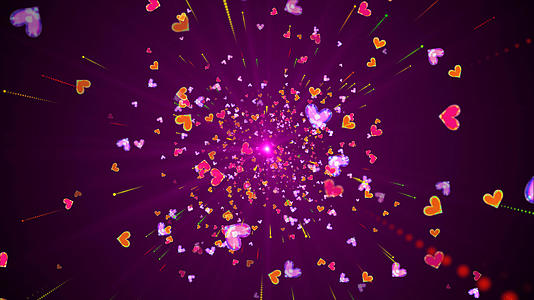 4K浪漫爱情粒子心形背景视频的预览图