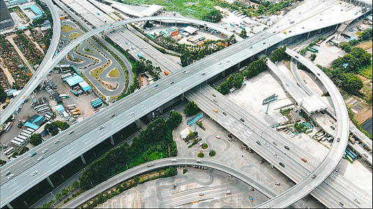 4k高清航拍广州东沙立交城市立体交通视频的预览图