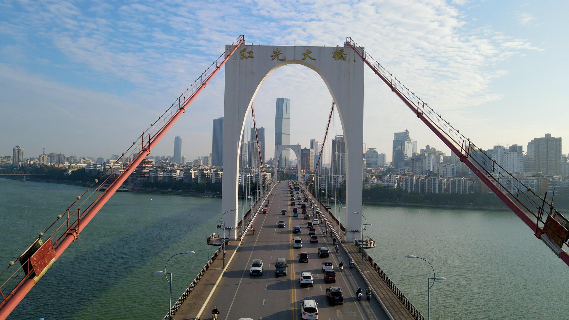 4k航拍广西柳州柳江红光大桥视频的预览图