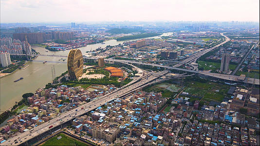 4k高清航拍广州城市交通东新高速公路视频的预览图