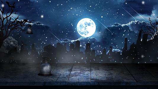 动态夜景月亮星光唯美背景视频元素视频的预览图