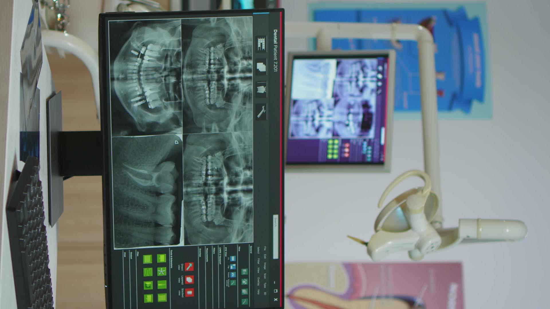 现代牙科室内室内垂直视频配备特殊设备；桌面视频视频的预览图