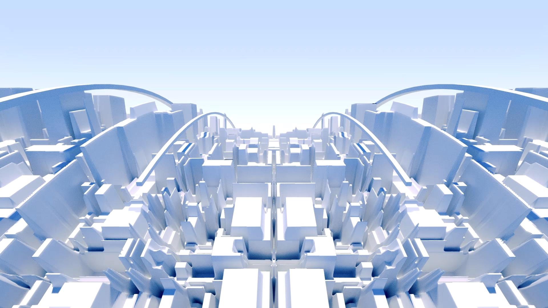 三维白色科技城市空间穿梭循环动画视频的预览图
