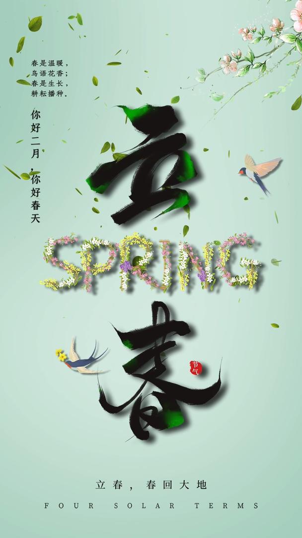 清新简约立春二十四节气传统节日宣传视频海报视频的预览图