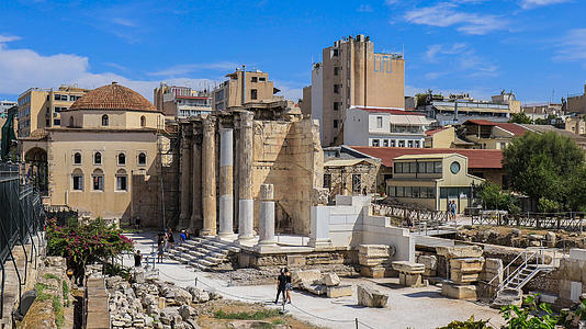 希腊首都雅典古代市集古建筑遗址实拍视频视频的预览图