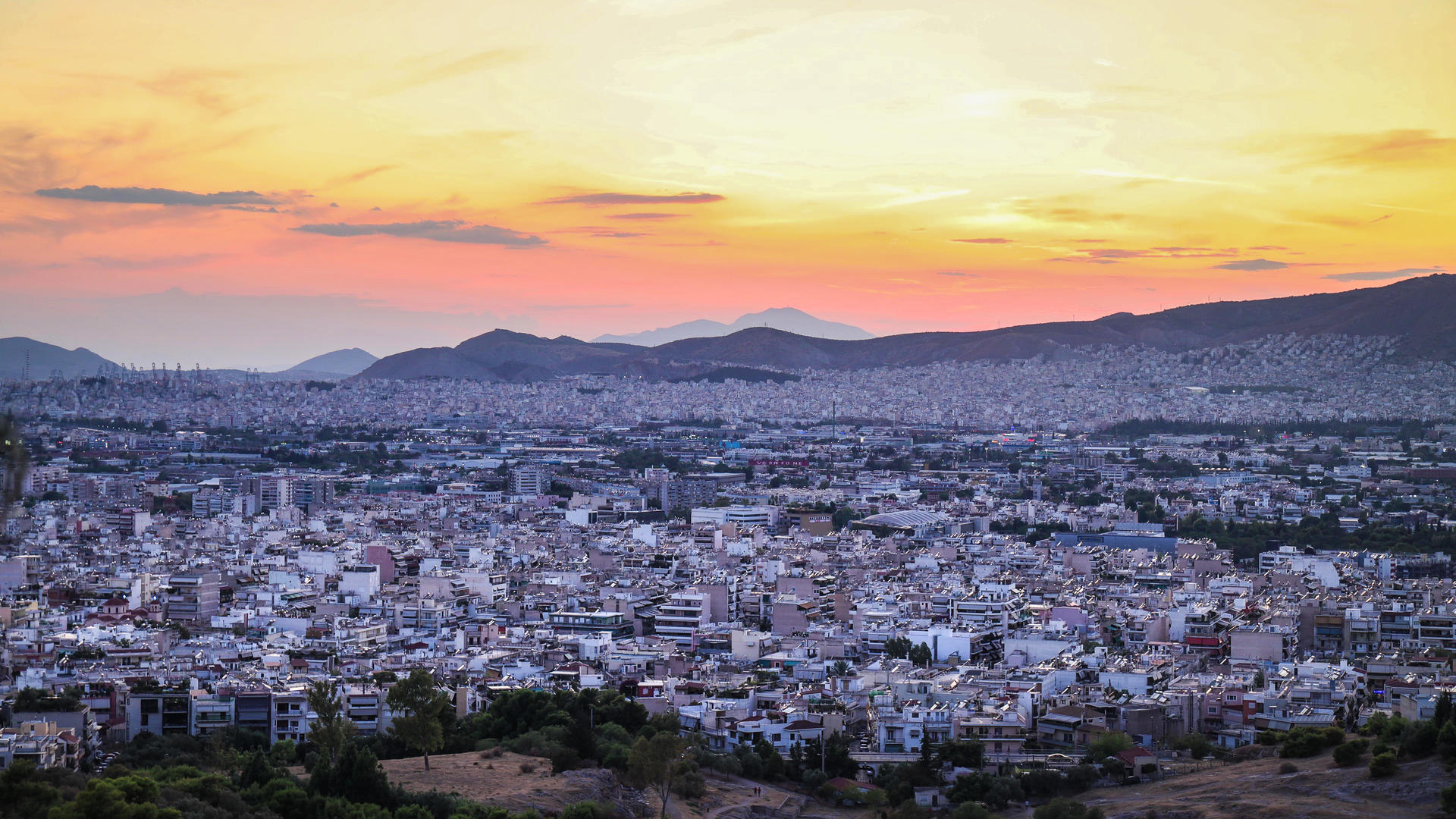 欧洲旅游城市雅典城市日落延时视频视频的预览图