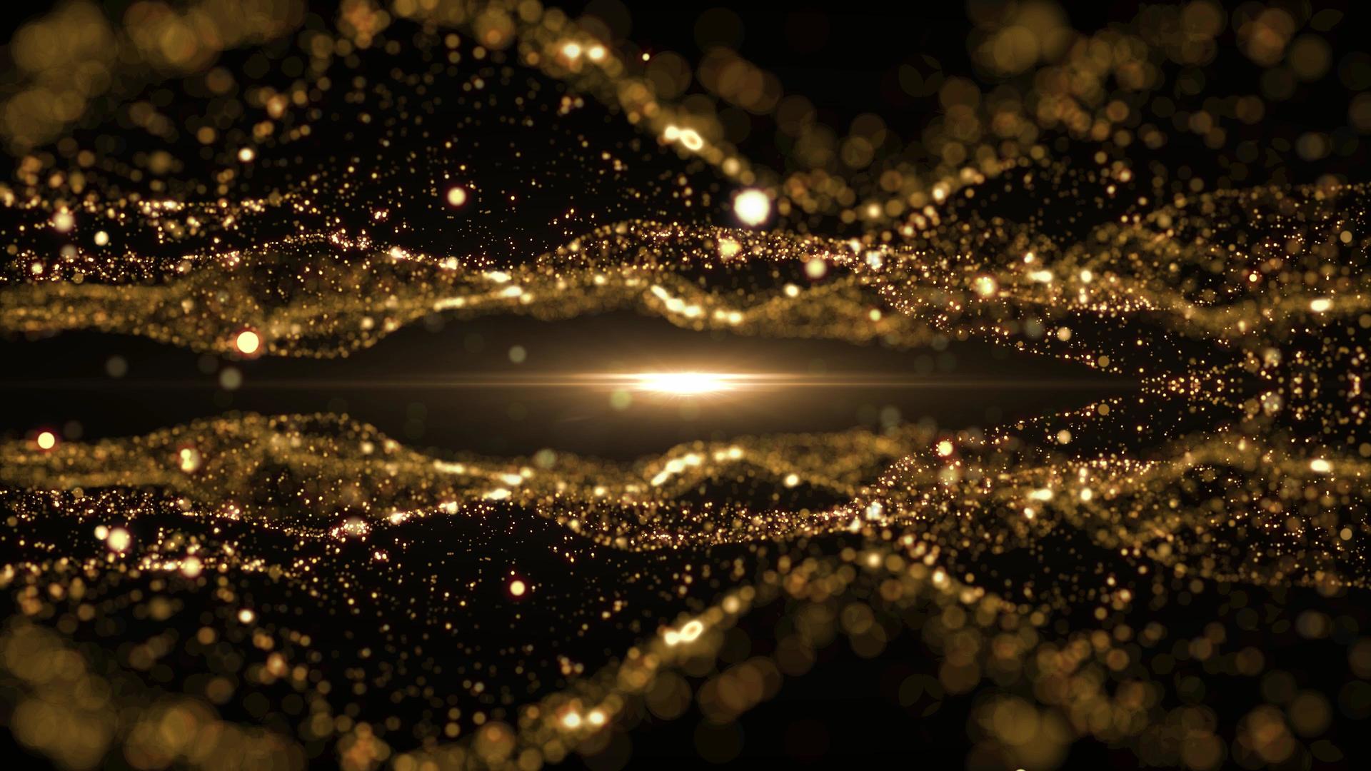 4K金色粒子波浪倒影穿梭背景视频视频的预览图